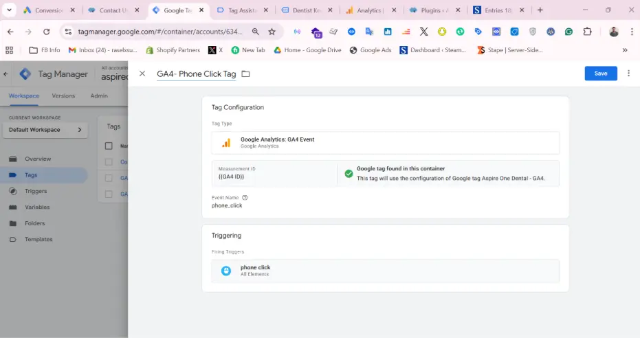 Google Ads and GA4 conversion tracking tags in Google Tag Manager